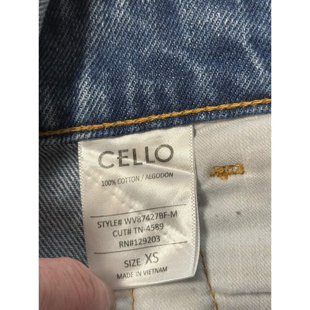 Cello Womens XS Ripped Denim Bib Overalls Light Wash Frayed Hem Distressed Jeans - Picture 14 of 15